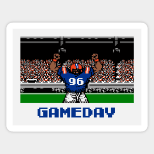 Blue and Orange Football Gameday Retro 8 Bit Linebacker Magnet